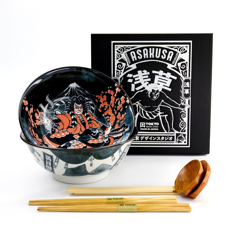 Ramen Set doppio in ceramica Kabuki/Sumo - Tokyo Design Studio
